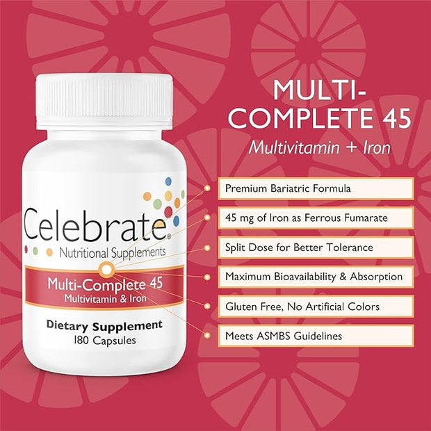 Celebrate Vitamins Multi-Complete, 45mg Iron – (180 Capsules)