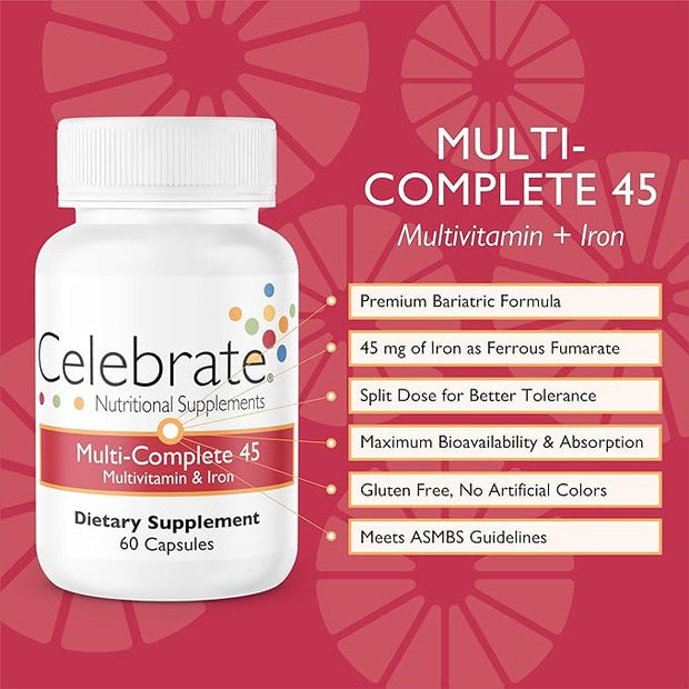 Celebrate Vitamins Multi-Complete, 45mg Iron – (60 Capsules)