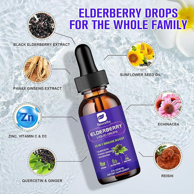 Elderberry Syrup | Black Elderberry Liquid D3 | 30 Servings