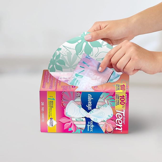 Always Radiant Teen Feminine Pads 1, Regular, 42 CT
