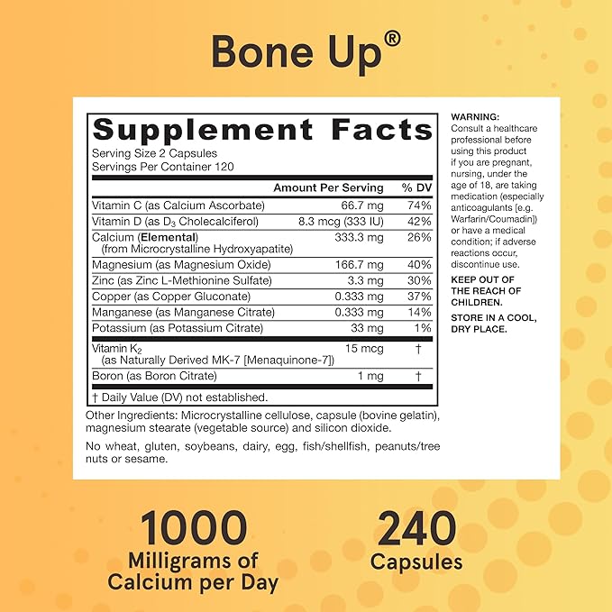 Jarrow Formulas BoneUp 240 Capsules 120 Servings D3, K2 K2 (as MK-7) & 1000 mg