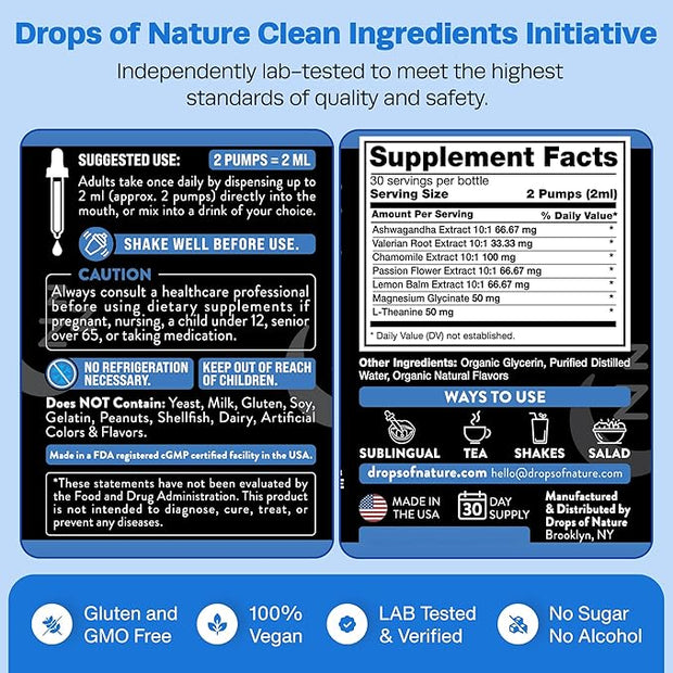 Magnesium Glycinate & Ashwagandha Liquid Drops 60mL)