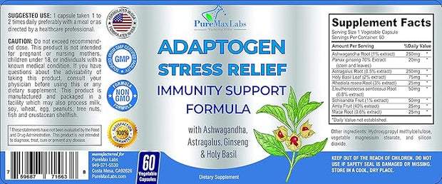 Adaptogen Stress Relief Immune Support Formula 60 Capsules