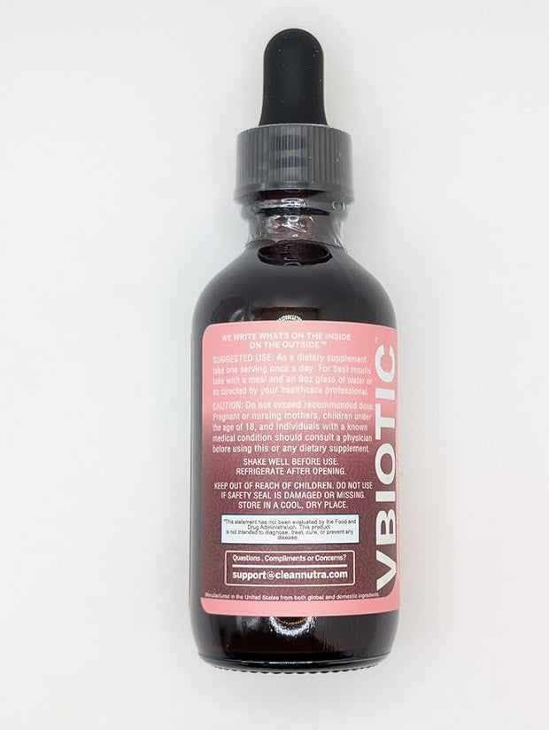 Clean Nutraceuticals VBiotic Vaginal Probiotic for Women Liquid Drops | Cranberry Uva Ursi Horsetail D-Mannose Prebiotics Marigold & Black Cohosh Vaginal Health Supplement | pH Balance