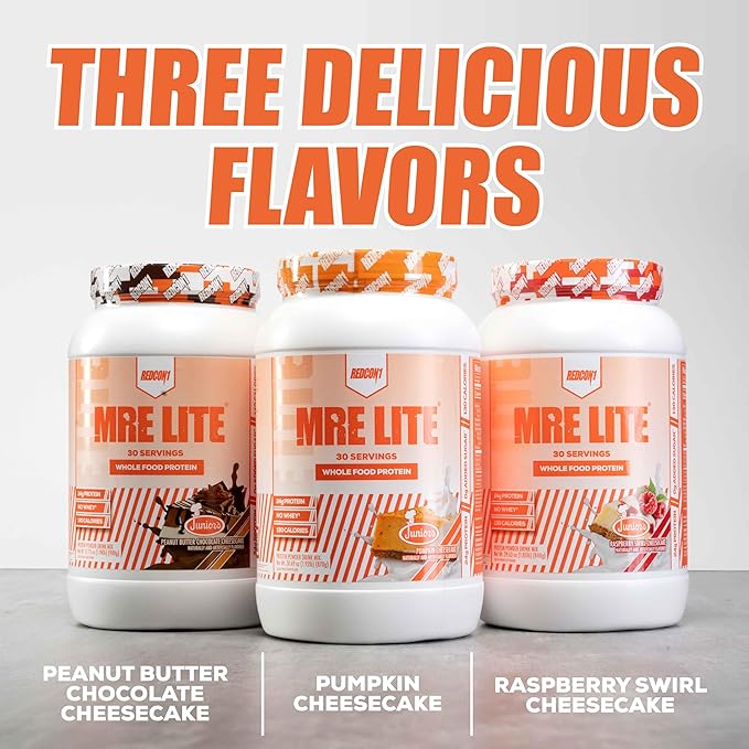REDCON1 MRE Lite Whole Food Protein Powder, Juniors, Pumpkin Cheesecake - Low Carb & Whey Free Meal Replacement with Animal Protein Blends - Easy to Digest Supplement Made with MCT Oils (30 Servings)