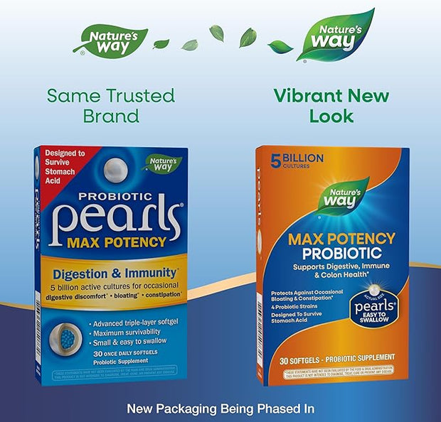 Nature's Way Max Potency Probiotic Pearls 5 Billion 30 Softgels 2)