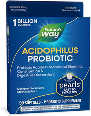 Nature's Way Acidophilus Probiotic Pearls, Supports 1 Billion 90 Softgels