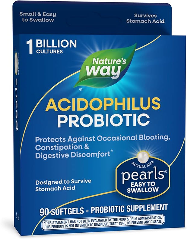 Nature's Way Acidophilus Probiotic Pearls, Supports 1 Billion 90 Softgels