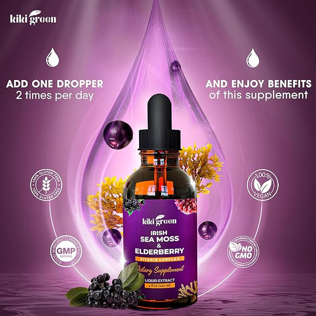Liquid Irish Sea Moss + Elderberry Drops 2 Fl