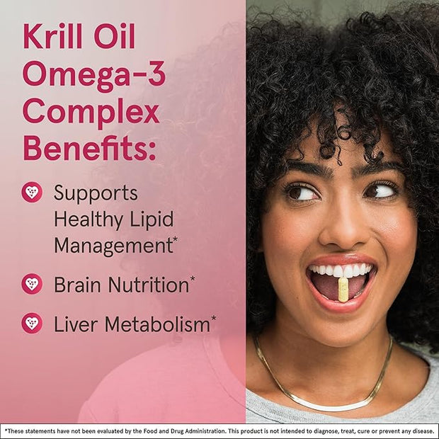 Jarrow Formulas Krill Oil - Phospholipid Omega-3 Complex with Astaxanthin - 60 Softgels - 30 Servings - Supports Lipid Management, Metabolism, Brain & Heart Health - EPA & DHA - Gluten Free - Non-GMO