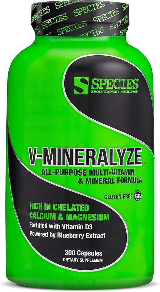 Species Nutrition V-Mineralyze All-Purpose Multivitamin, Vitamin D3, Chelated 300 Capsules