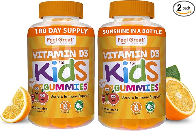 Feel Great Kids Vitamin D3 1000 D3 Gummies 2 Pack