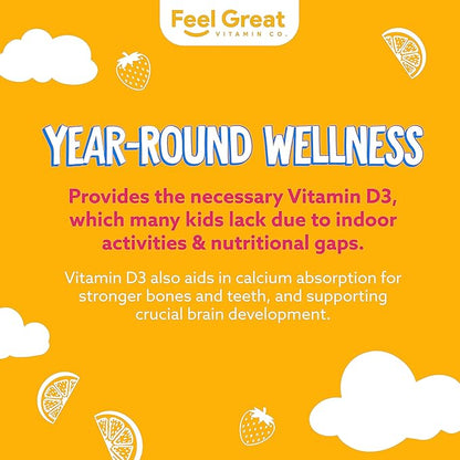 Feel Great Kids Vitamin D3 1000 D3 Gummies 90 Day