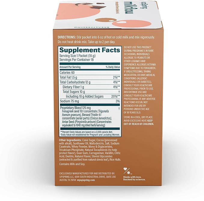 UpSpring Milkflow Lactation Supplement Drink Mix 18 Servings