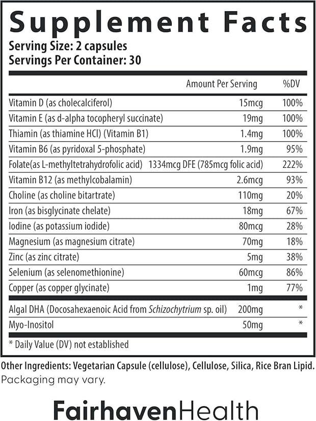 Fairhaven Health Prenatal Multivitamin Essentials 60 Capsules