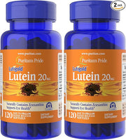 Puritan's Pride Lutein and Zeaxanthin Supplements for Eyes, Zeaxanthin 800mcg plus Lutein 20mg Once Daily Softgels, 240 Day Supply - 120 Count (Pack of 2) (Package May Vary)