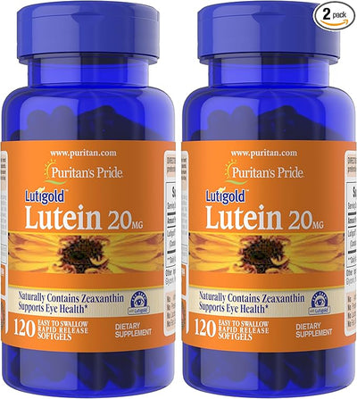 Puritan's Pride Lutein and Zeaxanthin Supplements for Eyes, Zeaxanthin 800mcg plus Lutein 20mg Once Daily Softgels, 240 Day Supply - 120 Count (Pack of 2) (Package May Vary)