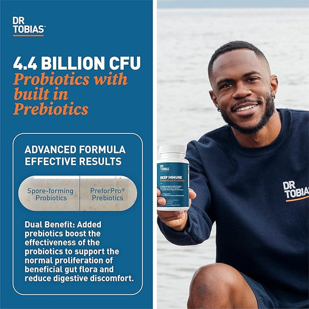 Dr. Tobias Deep Immune Probiotics & 4.4 Billion 120 Capsules, 60 Servings