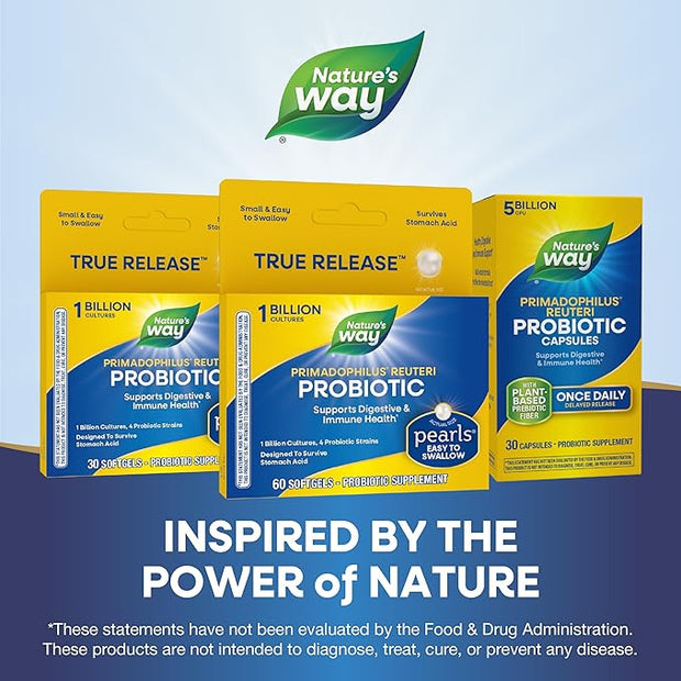 Nature's Way Primadophilus Reuteri Probiotic Pearls 1 Billion 4 Probiotic 60 Softgels
