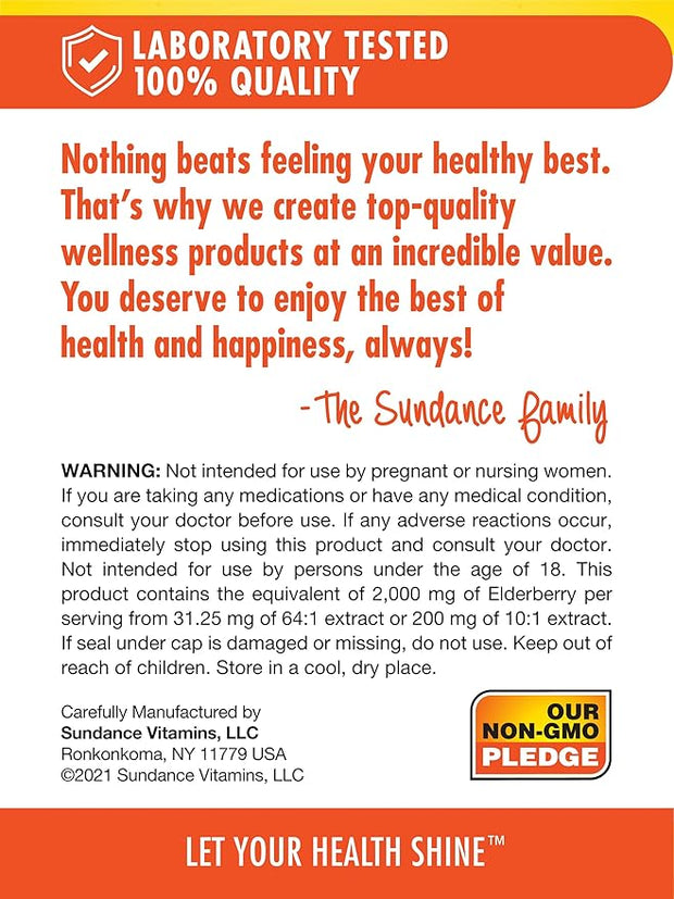 Sundance Sambucus Black Elderberry Capsules 2000mg | 100 Count
