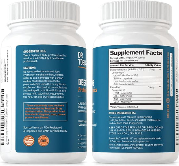 Dr. Tobias Deep Immune Probiotics & 4.4 Billion 120 Capsules, 60 Servings
