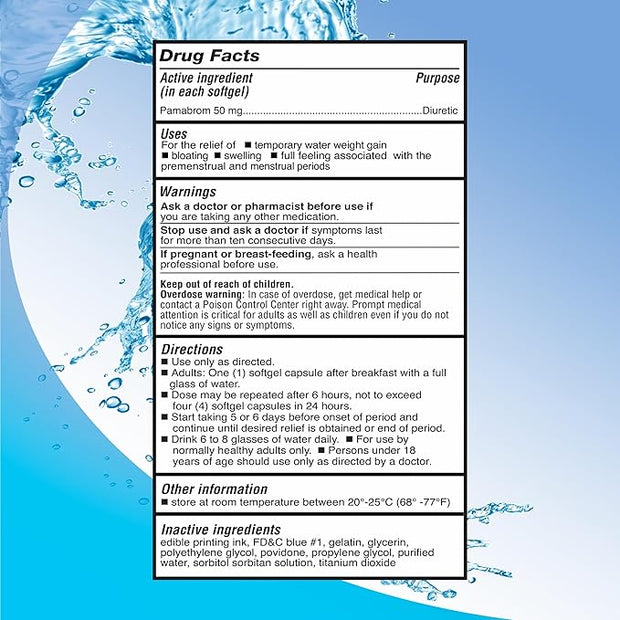Maximum Strength Caffeine-Free Diuretic Softgels, (120 50mg, Helps
