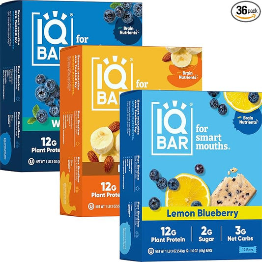 IQBAR Brain and Body Plant Protein Bars 36 Count,