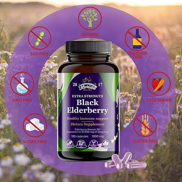Black Elderberry Capsules 200 Count 10,000mg | 200 Vegan 2