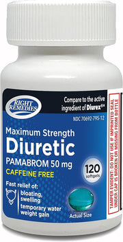 Maximum Strength Caffeine-Free Diuretic Softgels, (120 50mg, Helps