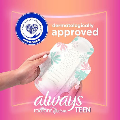 Always Radiant Teen Feminine Pads 1, Regular, 42 CT