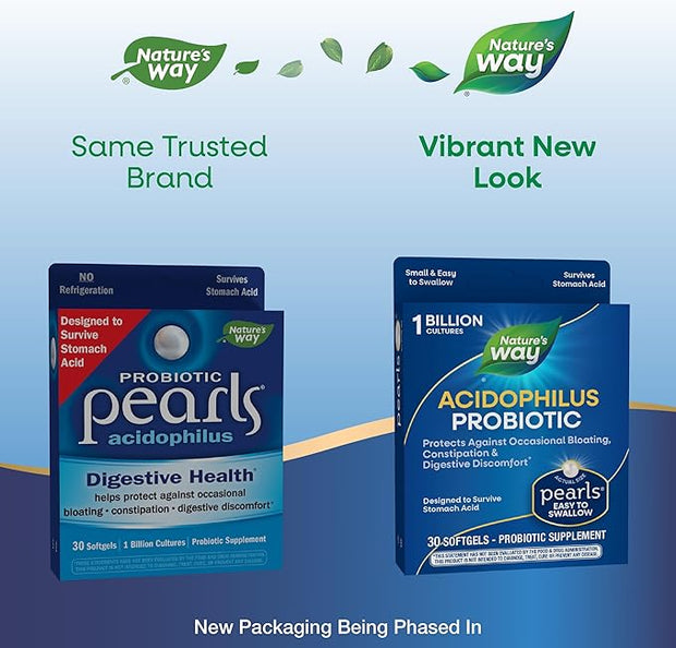Nature's Way Acidophilus Probiotic Pearls, Supports 1 Billion 30 Softgels