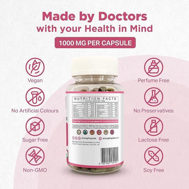 Strength & Spices Hormone Balance 100% 12 Ingredients 60 Vegan 1000mg Capsules