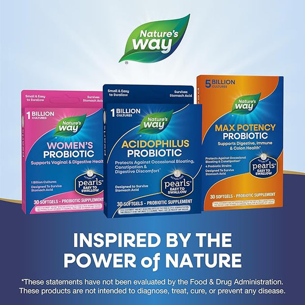 Nature's Way Acidophilus Probiotic Pearls, Supports 1 Billion 30 Softgels