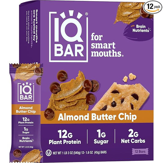 IQBAR Brain and Body Plant Protein Bars 12 Count,