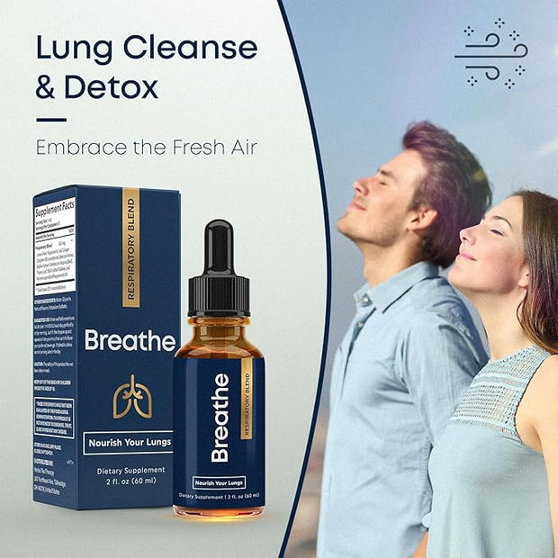 BREATHE 8-IN-1 Mullein Drops For Lungs Detox & Lung Cleanse | Peppermint, Thyme & Mullein Leaf Extract For Lungs | Lung Support Supplement For Breathing & Respiratory System- 2 fl.oz, 1 Month Supply