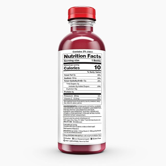 Bai Flavored Water, Brasilia Blueberry, Antioxidant Infused Drinks, 18 Fluid Ounce Bottle (Pack of 12)