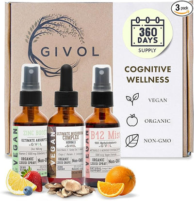 Cognitive Wellness Bundle Liquid Vitamin Trio: B12, Lions 360 Days