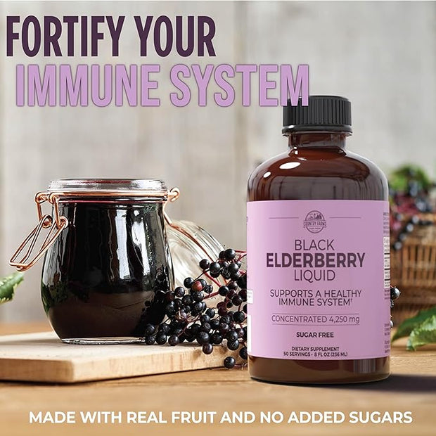 Country Farms Elderberry Liquid, Supports A 8 Fl