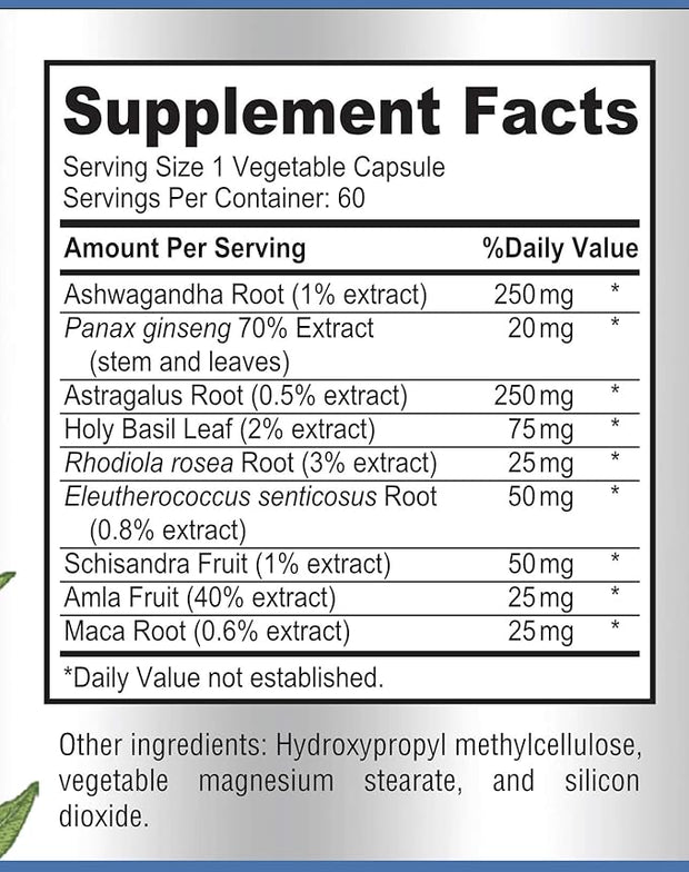 Adaptogen Stress Relief Immune Support Formula 60 Capsules