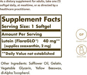 Solgar Lutein 40 mg, 30 Softgels - Supports Eye Health - Helps Filter Out Blue-Light - Contains FloraGLO Lutein - Gluten Free, Dairy Free - 30 Servings