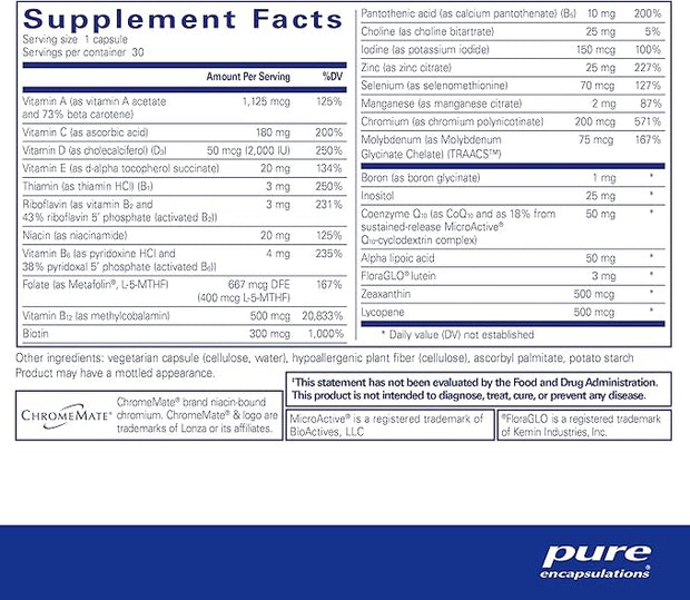 Pure Encapsulations O.N.E. Multivitamin CoQ10, and 30 Capsules