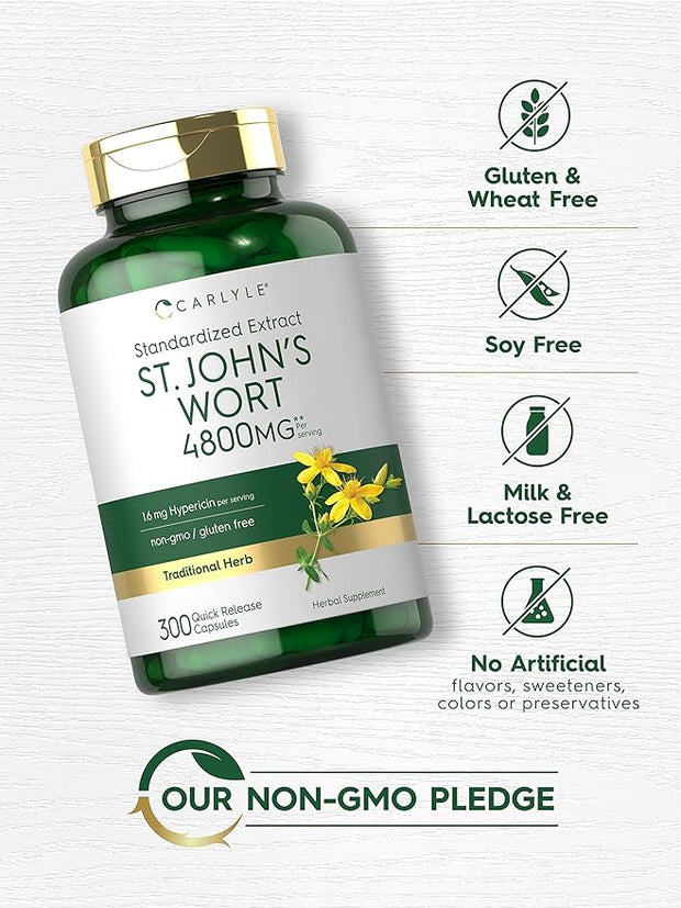 Carlyle St John's Wort Capsules 4800mg | 300 Count