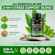 Rhodiola Rosea Supplement 2500mg 5:1 | 3% Salidroside 2 Month 60 Capsules