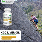 Burpless COD Liver Oil | 100 Softgels | Natural Source of Omega 3 Fatty Acids EPA & DHA | Vitamin A & D | Support Brain, Heart, Eye & Immune Health For Joints, Bones & Muscles Supplement No AfterTaste