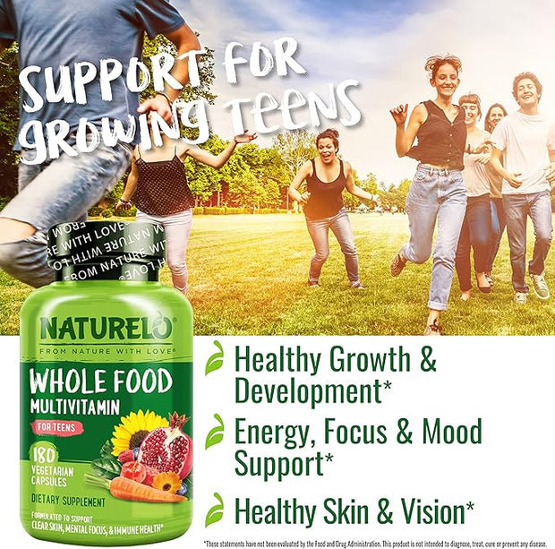 NATURELO Whole Food Multivitamin for Teens 180 Capsules