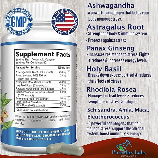Adaptogen Stress Relief Immune Support Formula 60 Capsules