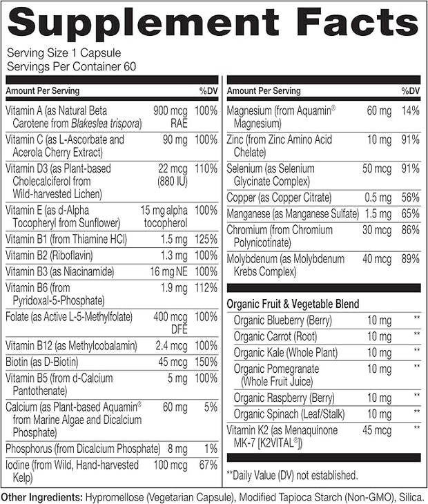 NATURELO One Daily Multivitamin for Women 50+ (Iron 50 - 60 Capsules 2 Month