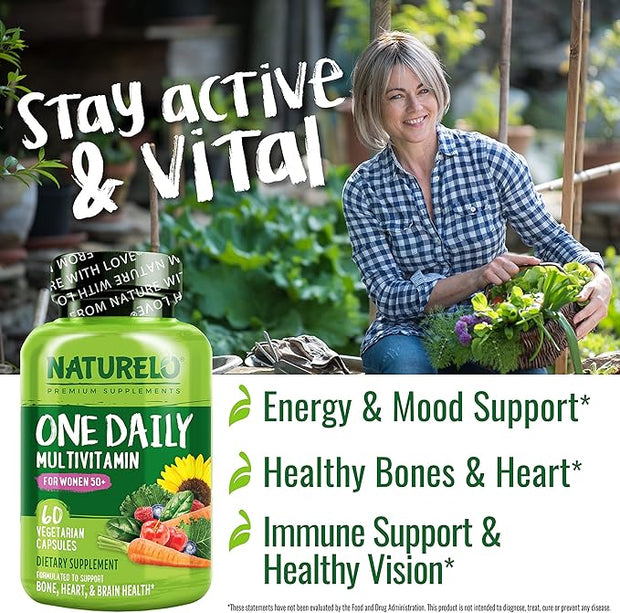 NATURELO One Daily Multivitamin for Women 50+ (Iron 50 - 60 Capsules 2 Month