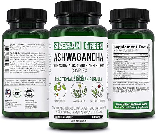 Organic Ashwagandha Root with Astragalus & 60 Capsules
