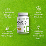 CoQ10 100mg, 240 Capsules – 3 Fatty 100mg – Q10 Supplements